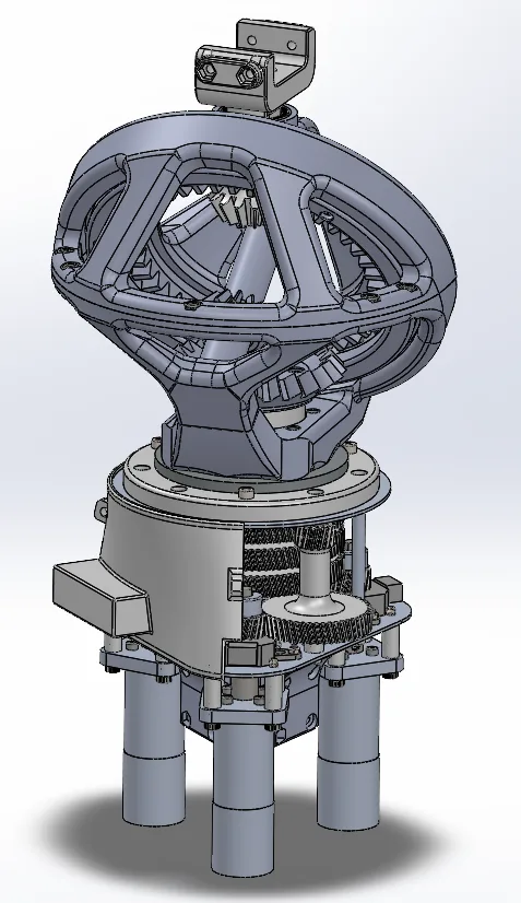 Final gearbox CAD assembly with half the dust cover cut away to reveal internals